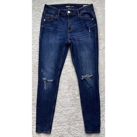 Old Navy Mid-Rise Rockstar Super-Skinny Distressed Jeans in Dark Worn, Size 6 - Picture 10 of 16